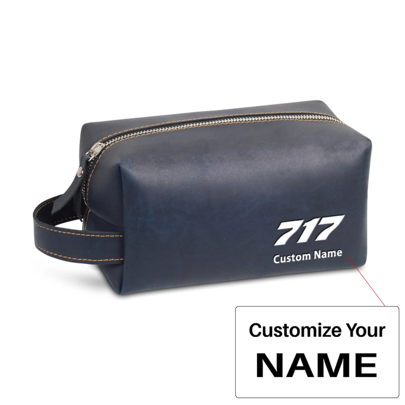 717 Flat Text Designed Leather Clutch Toiletry Bag - Image 3