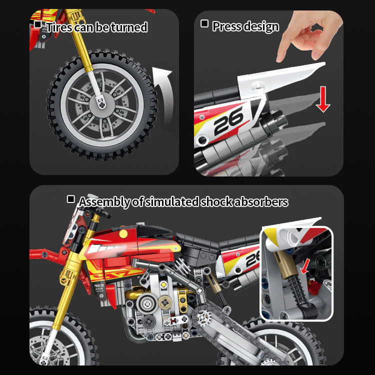 735Pcs Yamaha off-road For Building Blocks Motorcycle Model - Image 5