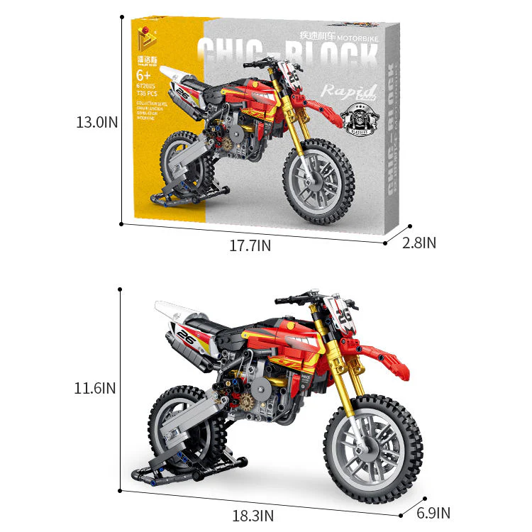 735Pcs Yamaha off-road For Building Blocks Motorcycle Model - Image 6