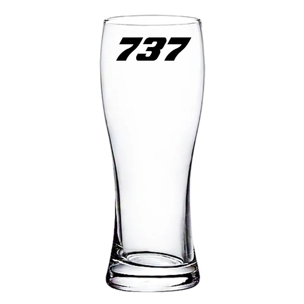 737 Flat Text Designed Pilsner Beer Glasses - Image 2
