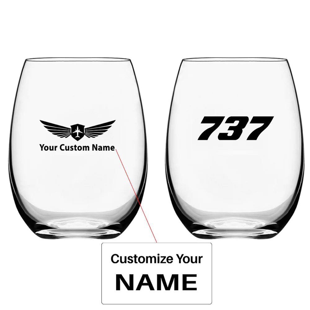 737 Flat Text Designed Water & Drink Glasses