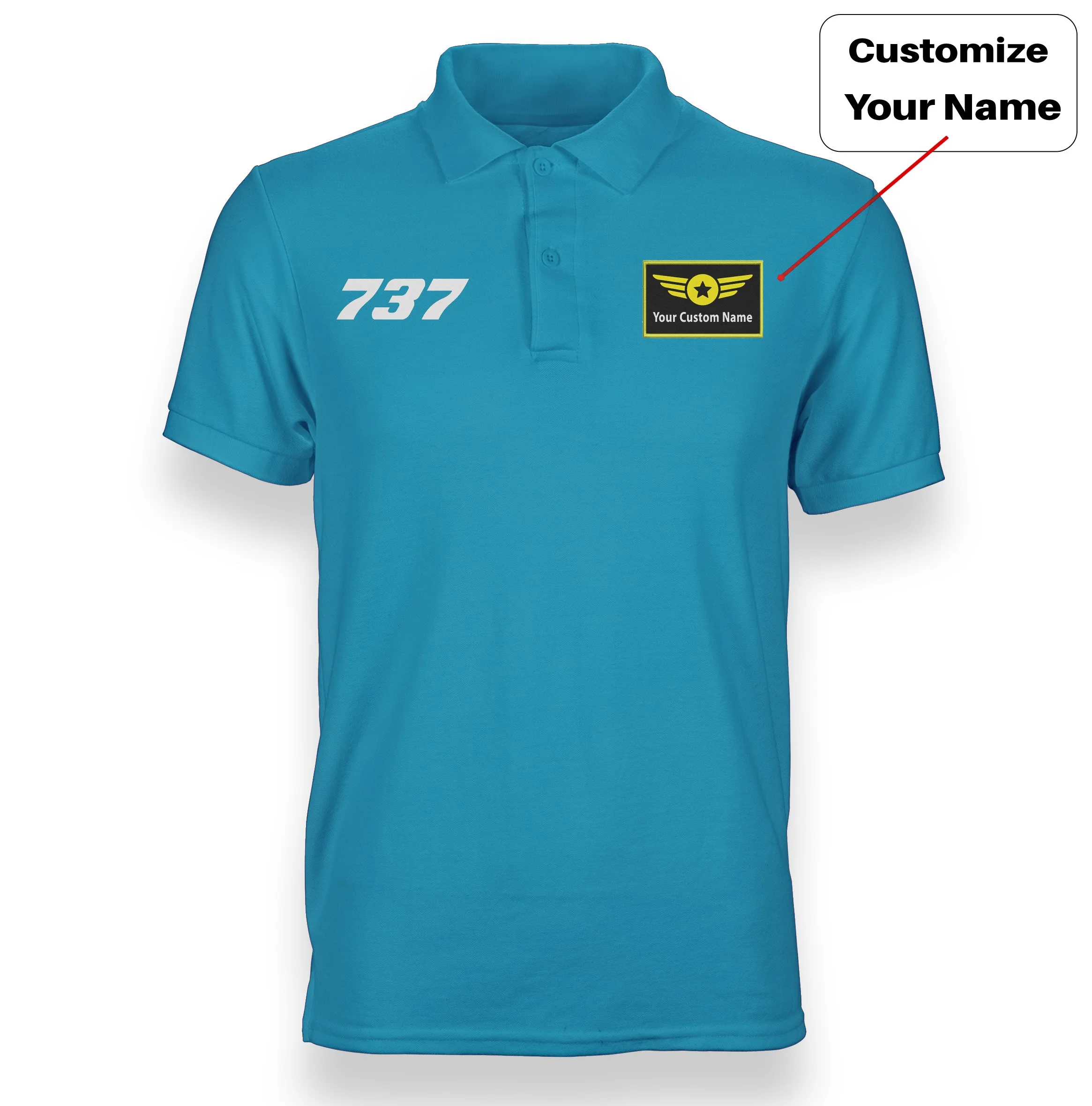 737 Flat Text Designed "WOMEN" Polo T-Shirts - Image 3