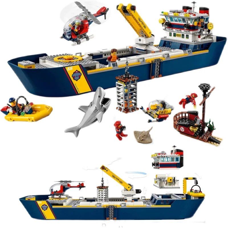 745PCS Marine Research Vessel Building Block Bricks Urban Ocean Reconnaissance Ship Model - Image 7