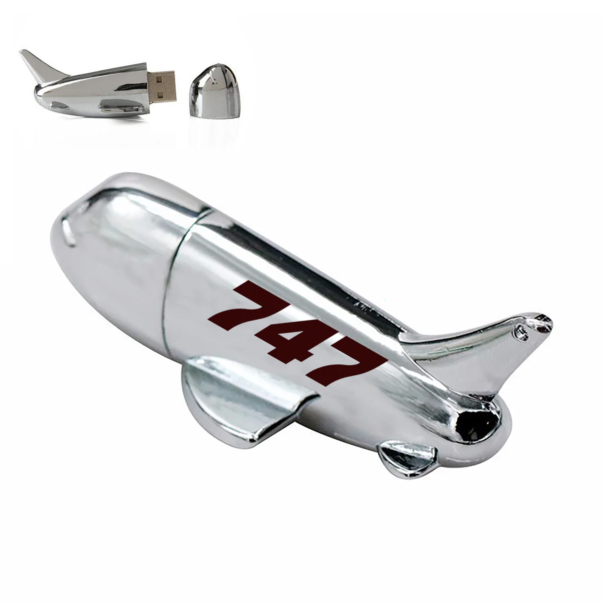 747 Flat Text Designed Airplane Shape USB Drives - Image 2
