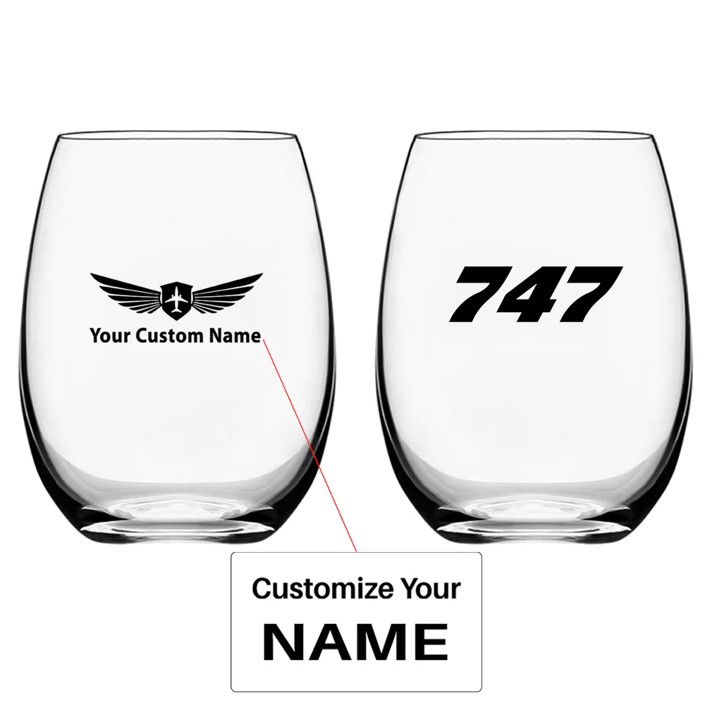 747 Flat Text Designed Water & Drink Glasses