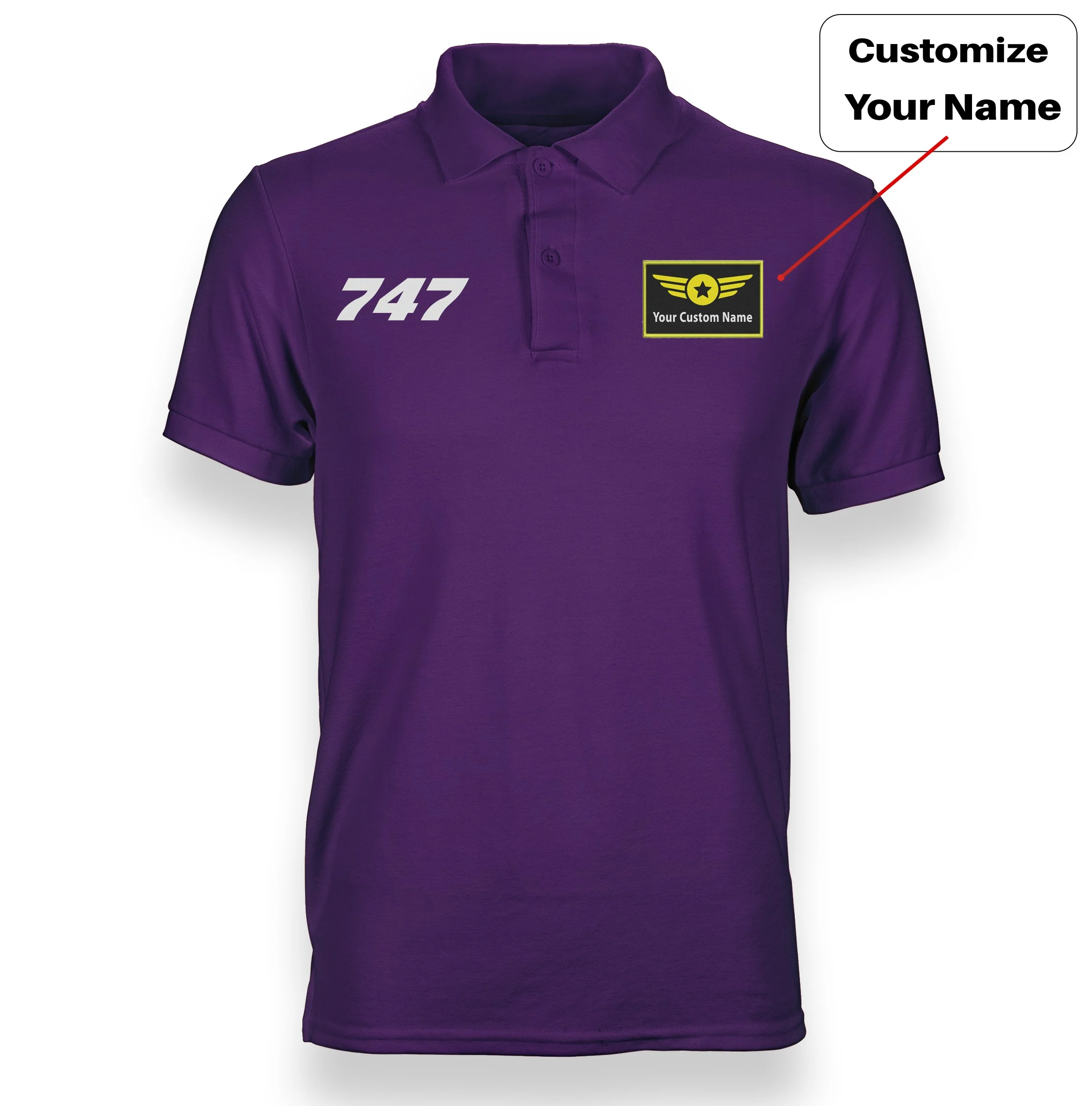 747 Flat Text Designed "WOMEN" Polo T-Shirts - Image 7