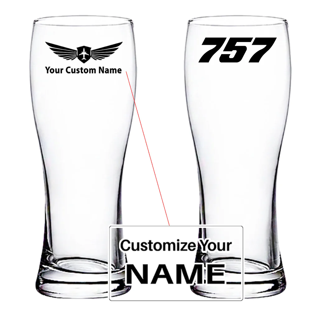 757 Flat Text Designed Pilsner Beer Glasses