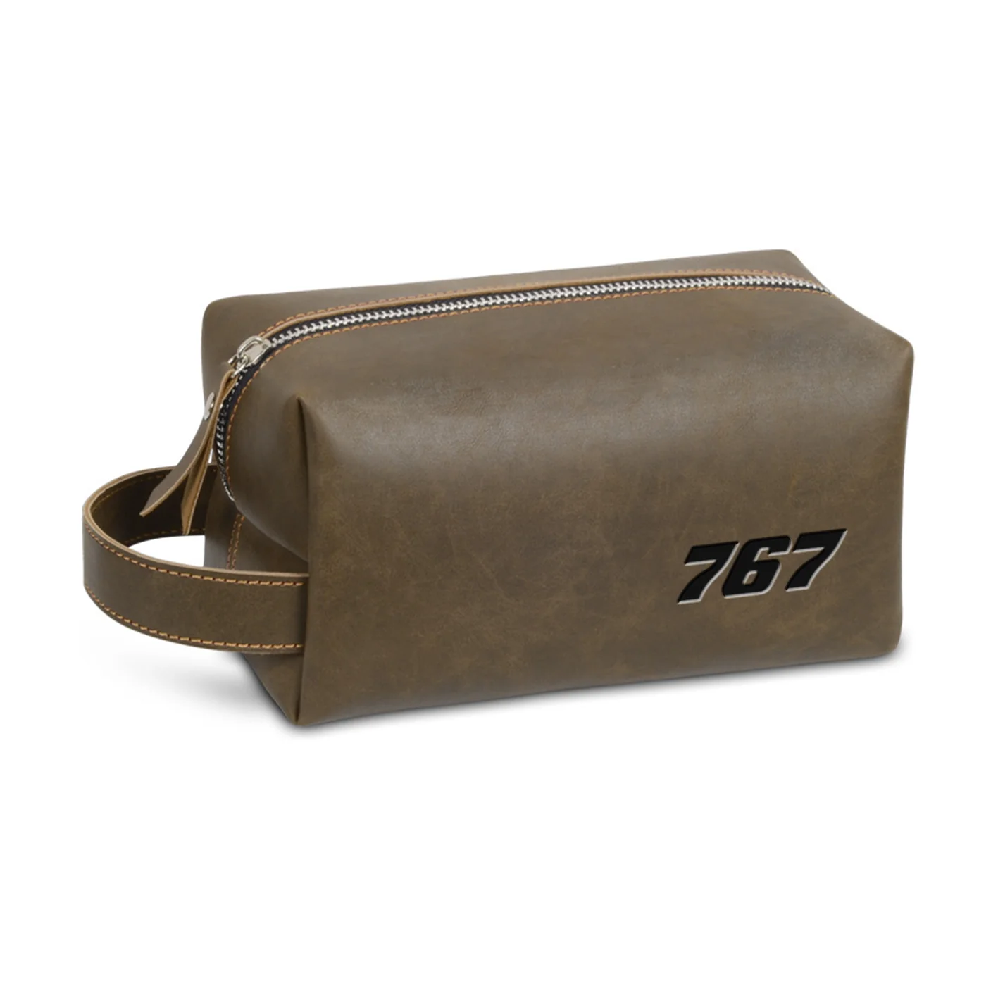 767 Flat Text Designed Leather Clutch Toiletry Bag - Image 6