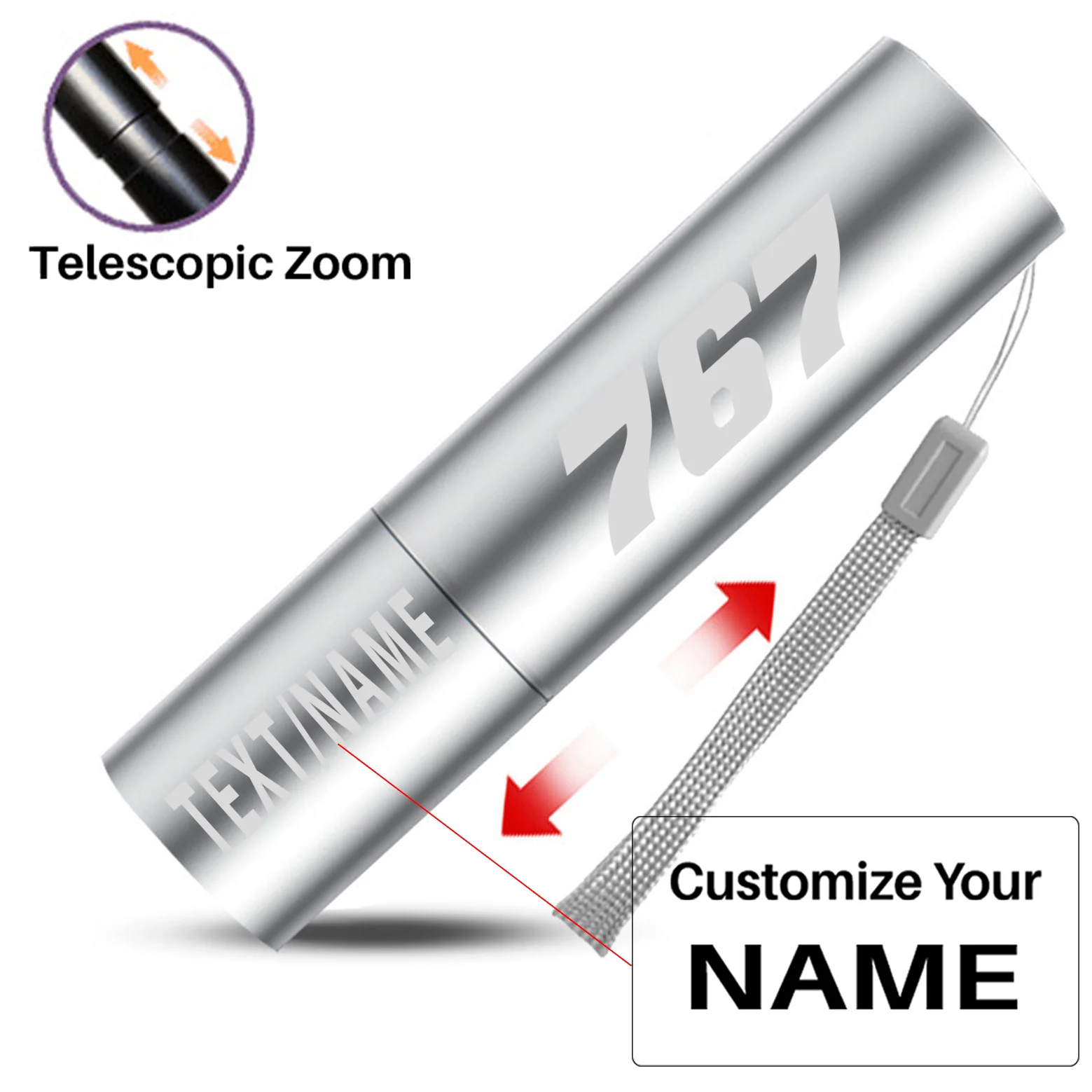767 Flat Text Designed Mini LED Emergency Flashlight - Image 3