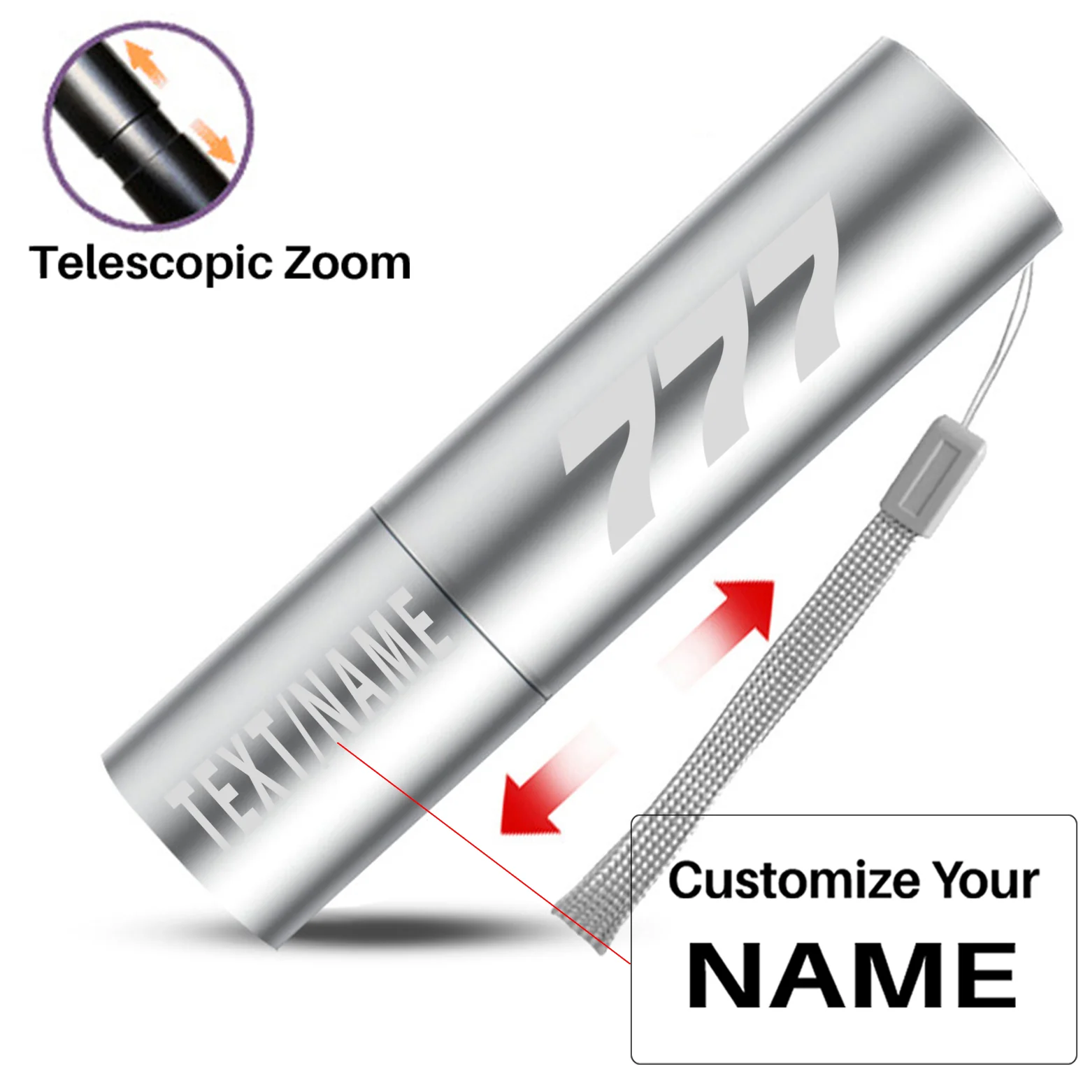 777 Flat Text Designed Mini LED Emergency Flashlight - Image 3