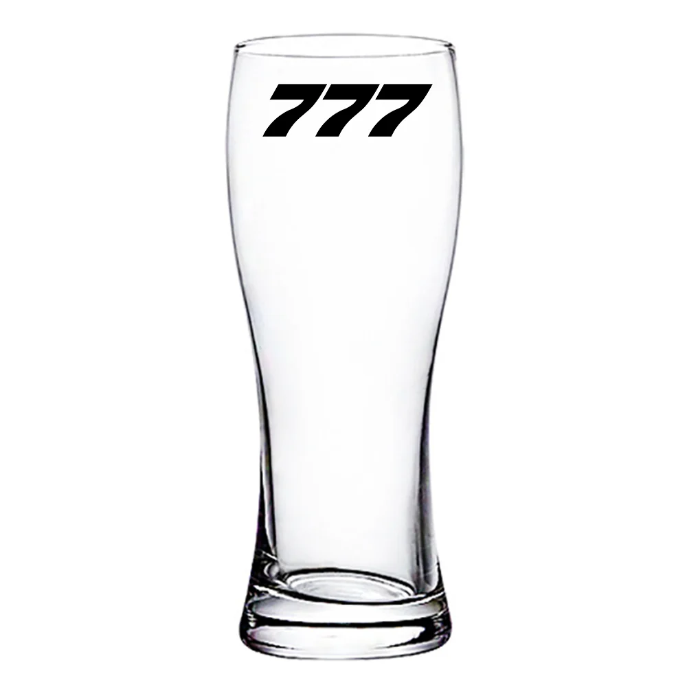 777 Flat Text Designed Pilsner Beer Glasses - Image 2
