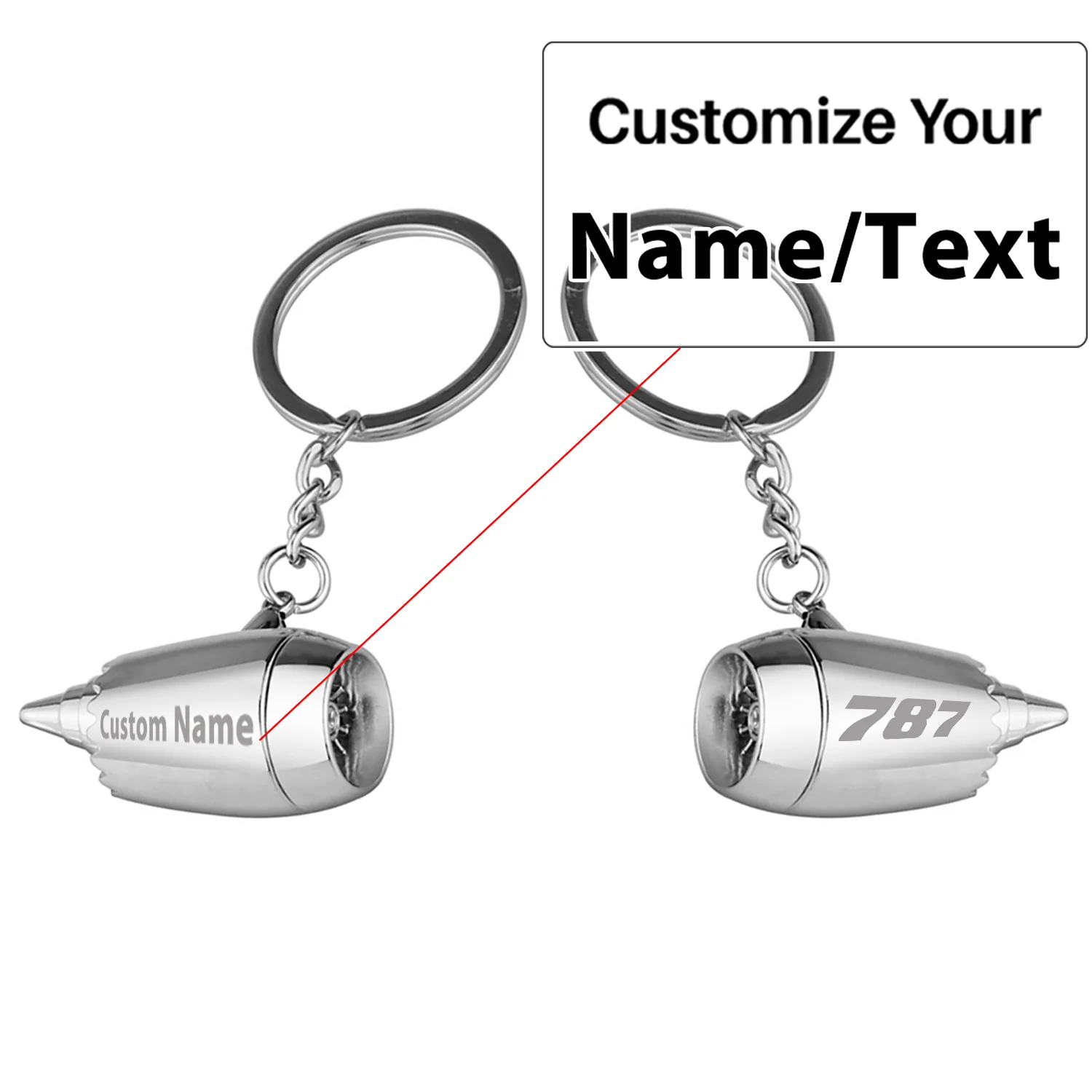 787 Flat Text Jet Engine Turbine Key Chains - Image 3