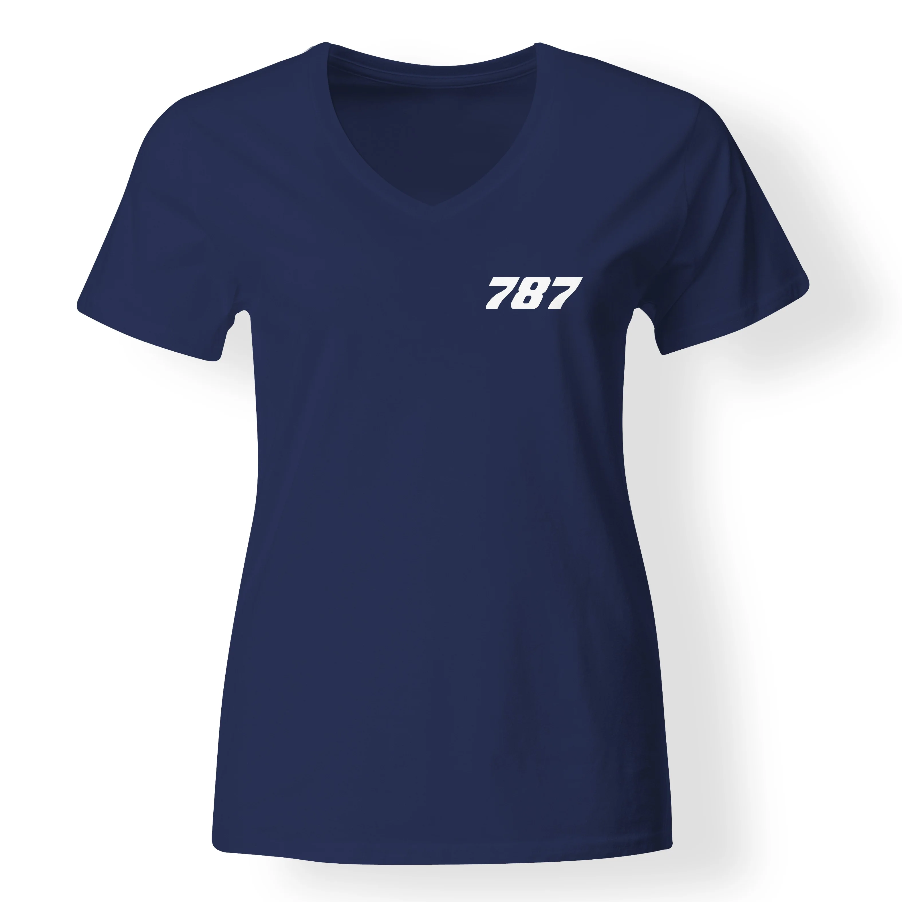 787 Flat Text Designed V-Neck T-Shirts - Image 11
