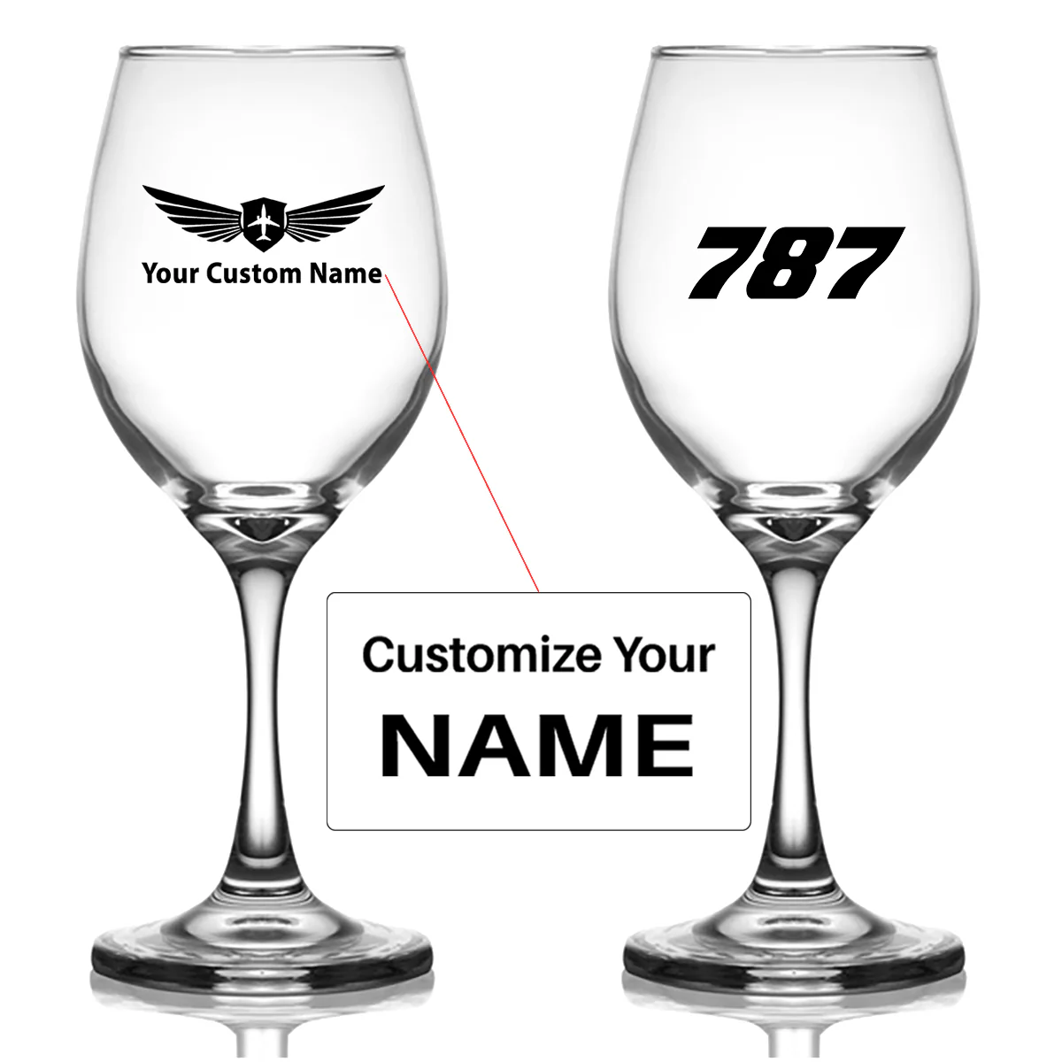 787 Flat Text Designed Wine Glasses