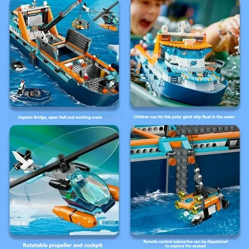 815PCS City Ocean Exploration Polar Sea Ship Set Building Blocks Marine Organism Boat Bricks Model - Image 5