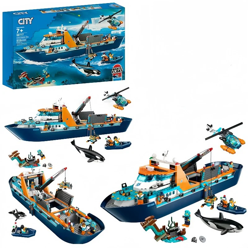 815PCS City Ocean Exploration Polar Sea Ship Set Building Blocks Marine Organism Boat Bricks Model - Image 7