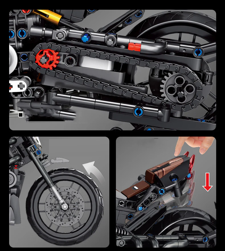 827Pcs 1:8 Scale Italy Diavel For Building Blocks Motorcycle Model - Image 5