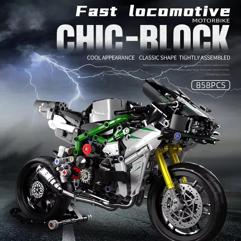 858Pcs Kawasaki Ninja For Building Blocks Motorcycle Model