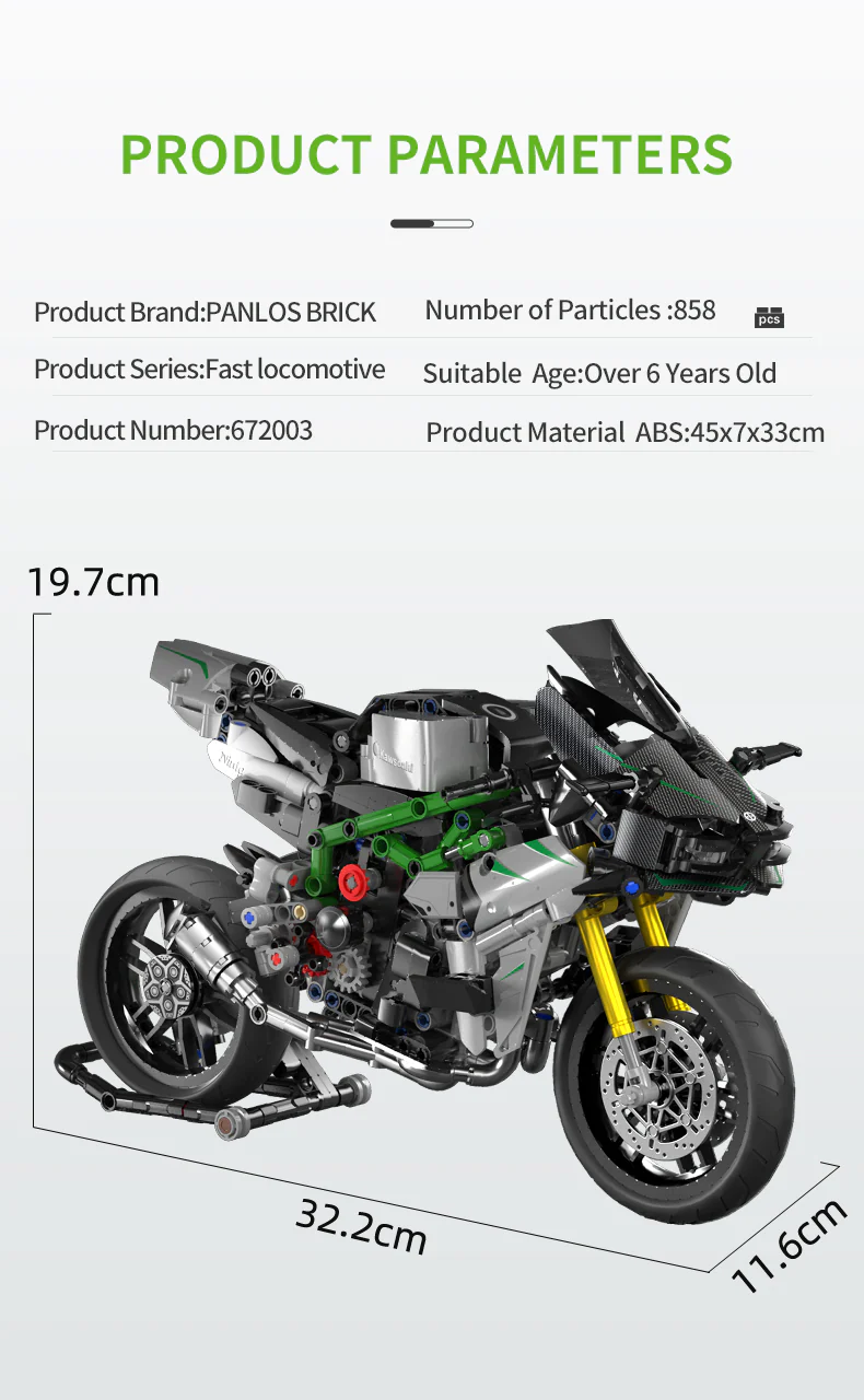858Pcs Kawasaki Ninja For Building Blocks Motorcycle Model - Image 2