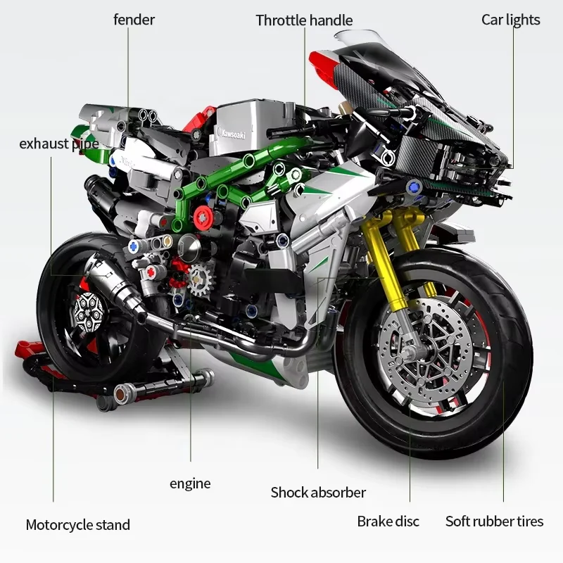 858Pcs Kawasaki Ninja For Building Blocks Motorcycle Model - Image 4