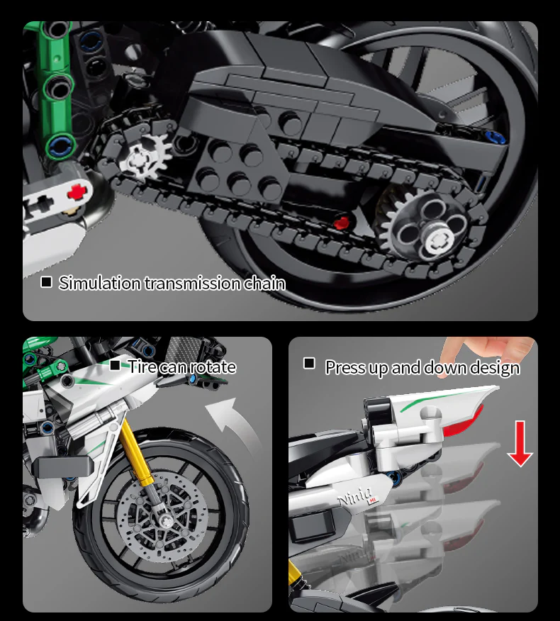 858Pcs Kawasaki Ninja For Building Blocks Motorcycle Model - Image 5