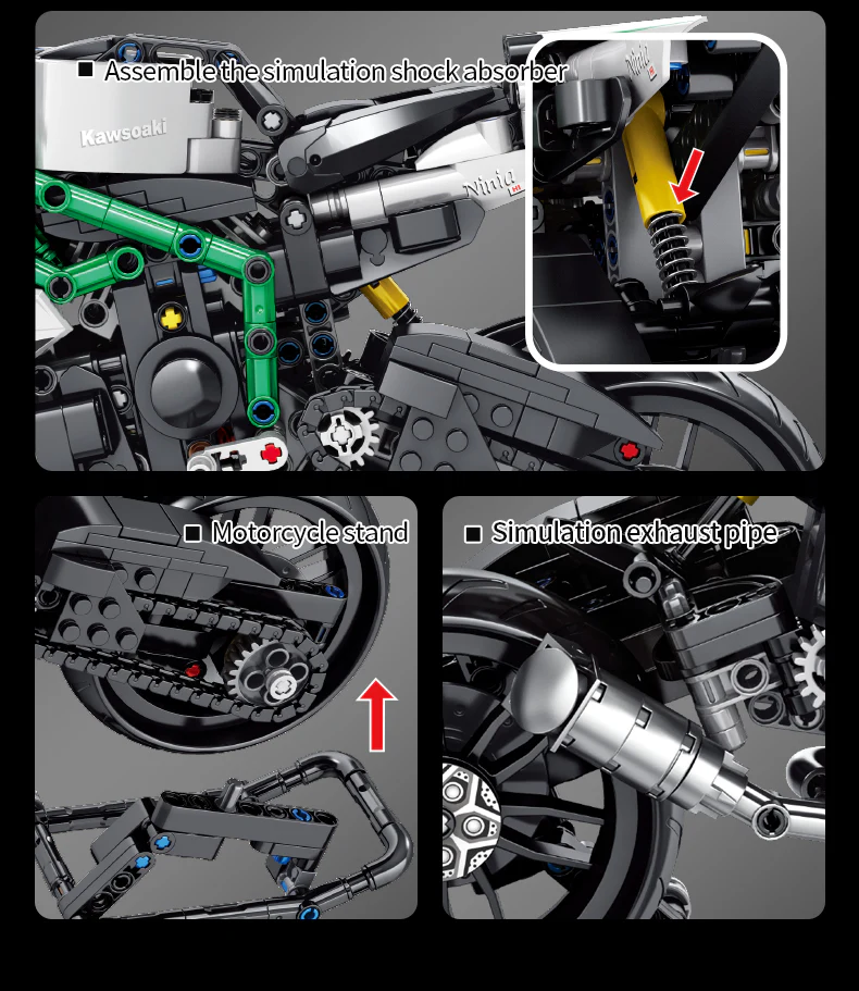 858Pcs Kawasaki Ninja For Building Blocks Motorcycle Model - Image 6