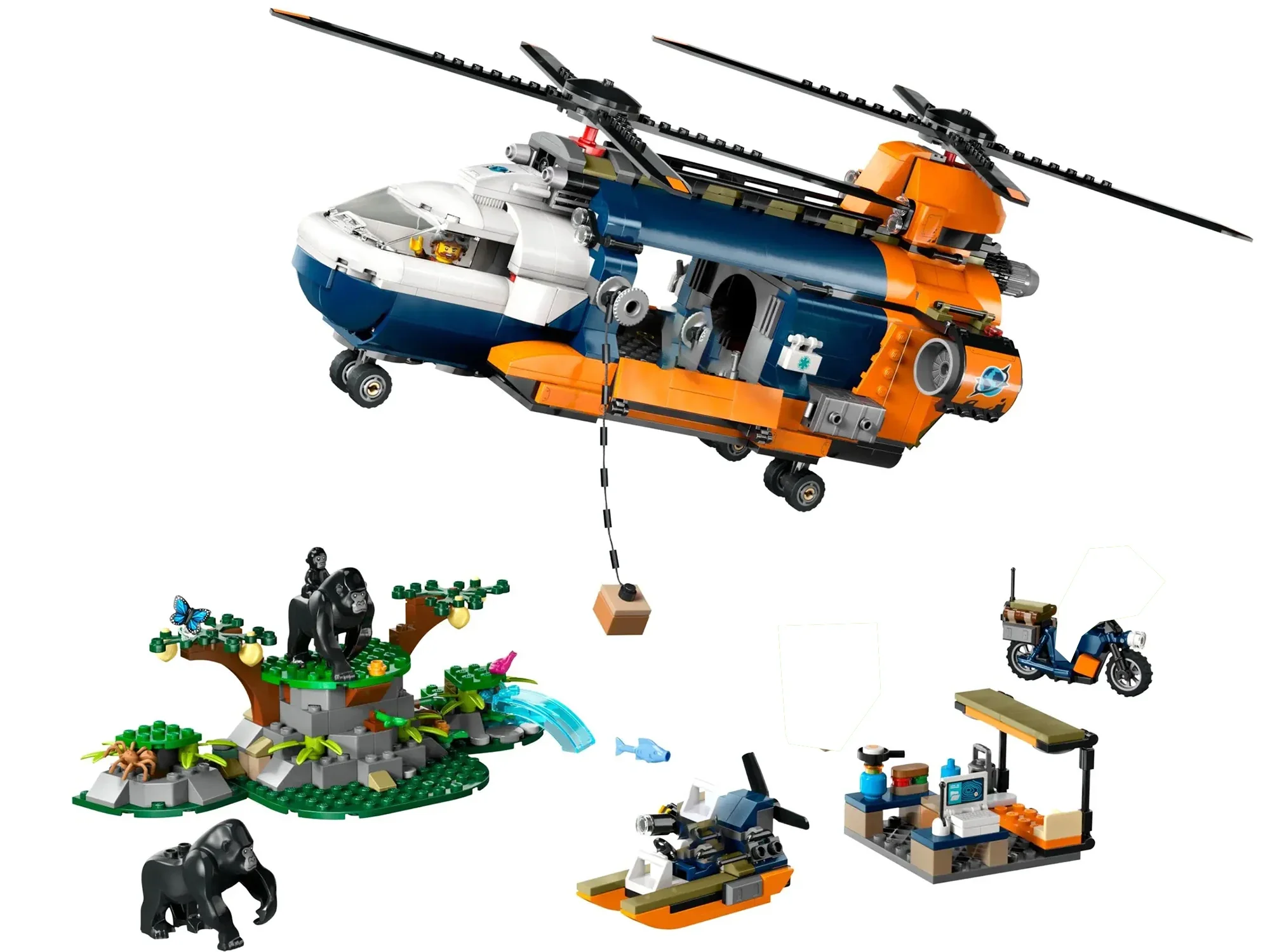 881PCS Jungle Rescue Mission City Jungle Explorer Helicopter Figures Bricks - Image 3