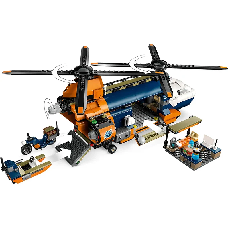 881PCS Jungle Rescue Mission City Jungle Explorer Helicopter Figures Bricks - Image 5