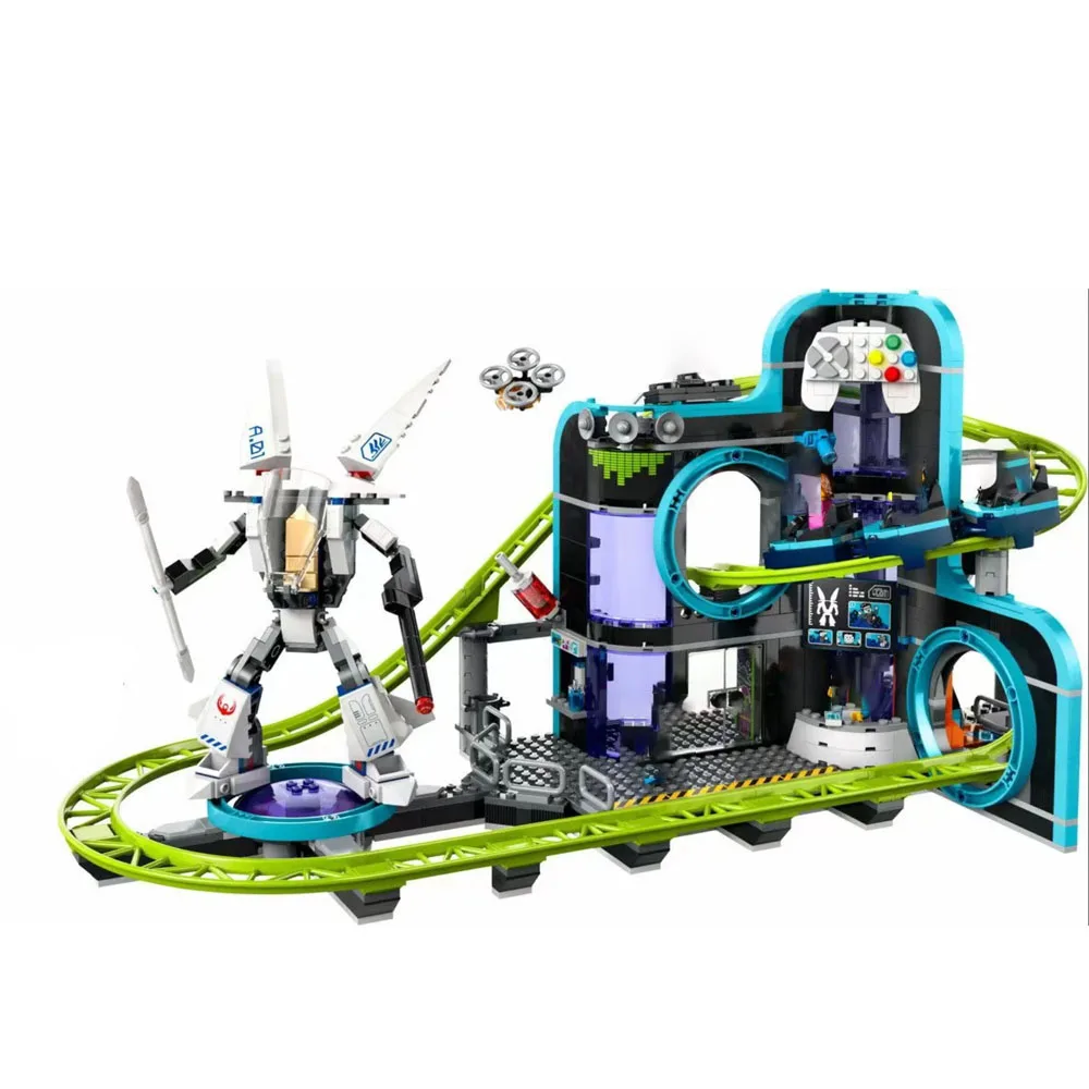 986Pcs City Series Robot World Roller Coaster Amusement Park Building Blocks Kids Educational Toys Birthdays Gifts Set - Image 3