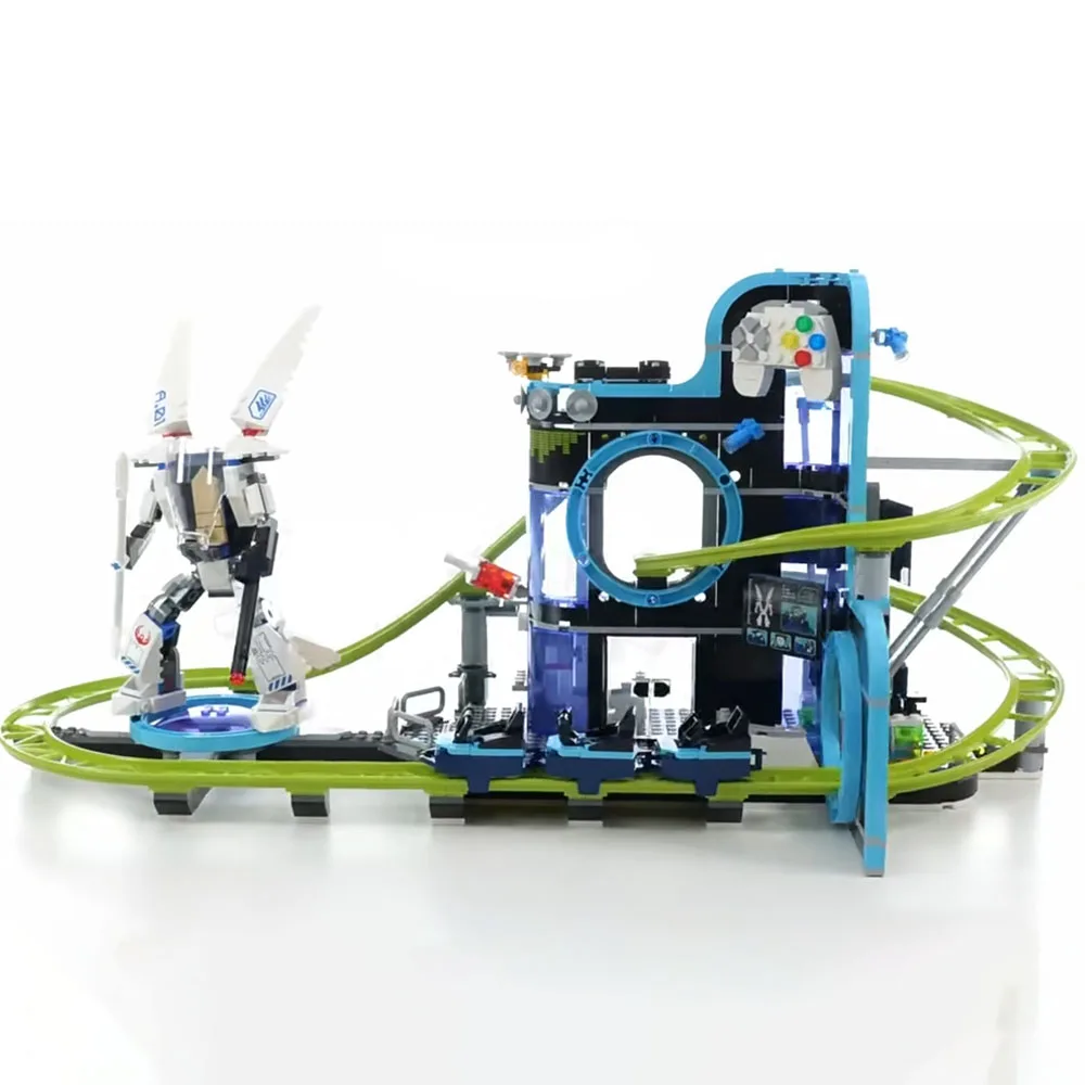 986Pcs City Series Robot World Roller Coaster Amusement Park Building Blocks Kids Educational Toys Birthdays Gifts Set - Image 5
