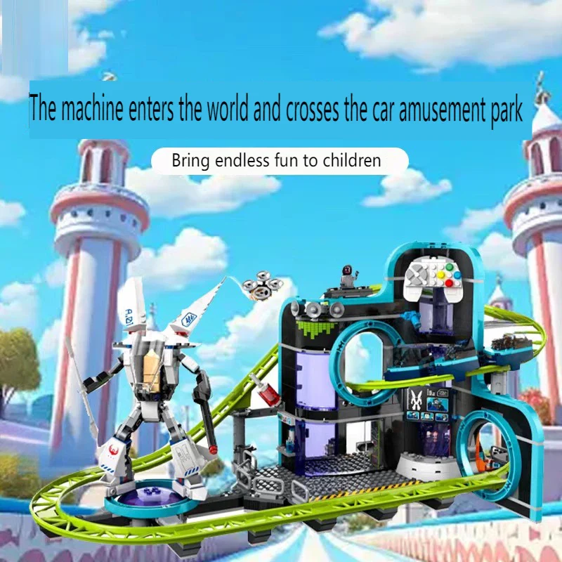 986Pcs City Series Robot World Roller Coaster Amusement Park Building Blocks Kids Educational Toys Birthdays Gifts Set - Image 7