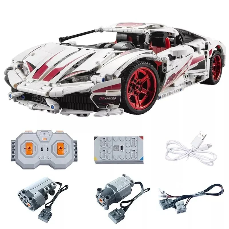 1696Pcs White Super Racing For RC Building Blocks Car Model
