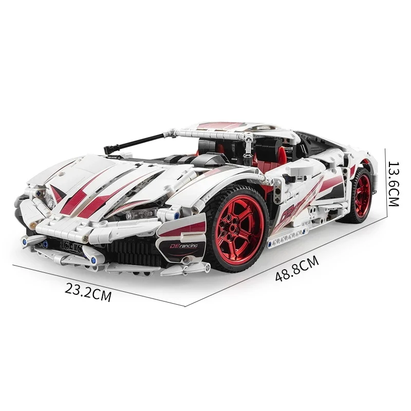 1696Pcs White Super Racing For RC Building Blocks Car Model - Image 10