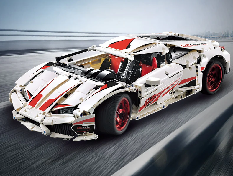 1696Pcs White Super Racing For RC Building Blocks Car Model - Image 13
