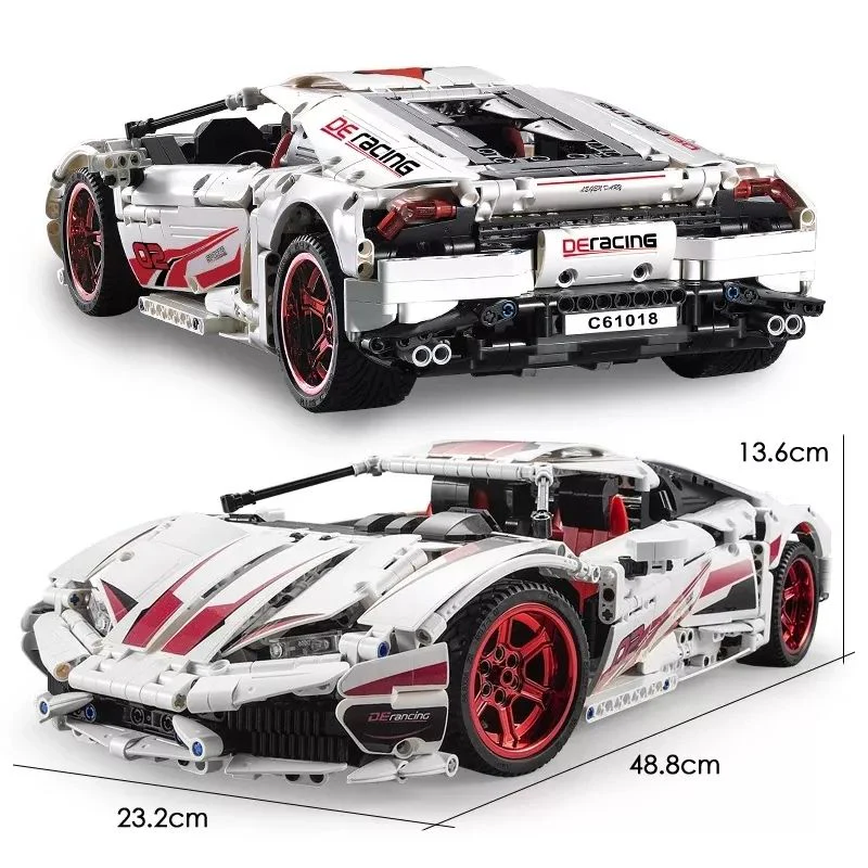 1696Pcs White Super Racing For RC Building Blocks Car Model - Image 4