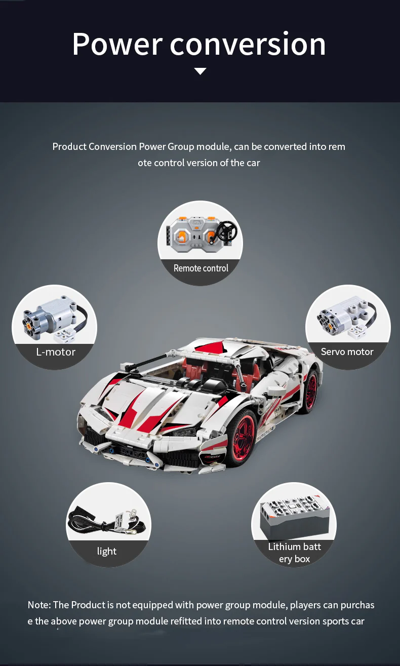 1696Pcs White Super Racing For RC Building Blocks Car Model - Image 5