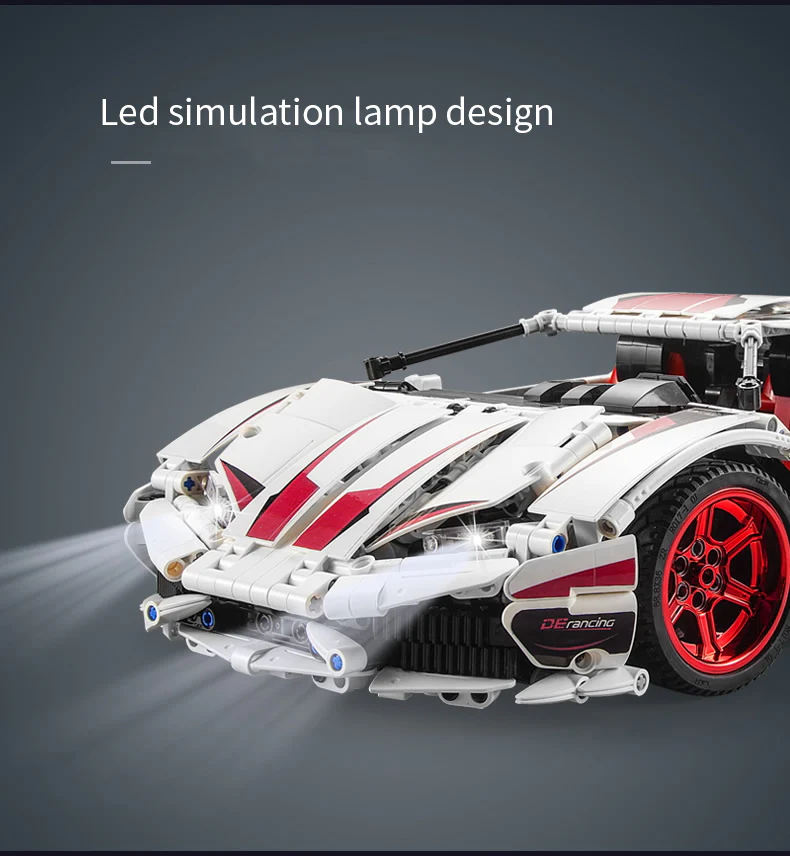 1696Pcs White Super Racing For RC Building Blocks Car Model - Image 6