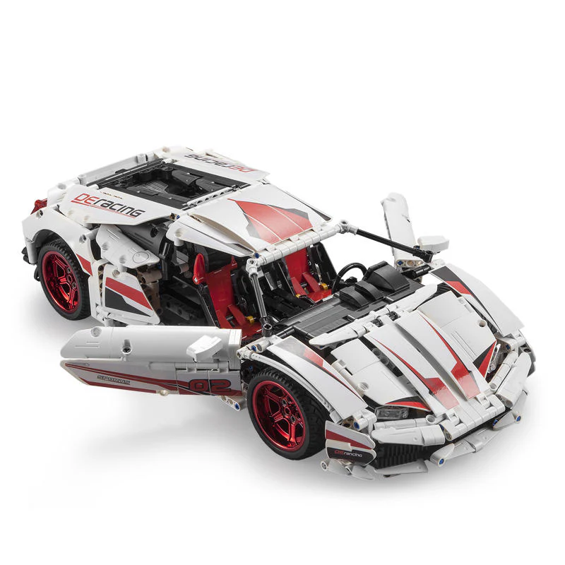 1696Pcs White Super Racing For RC Building Blocks Car Model - Image 8