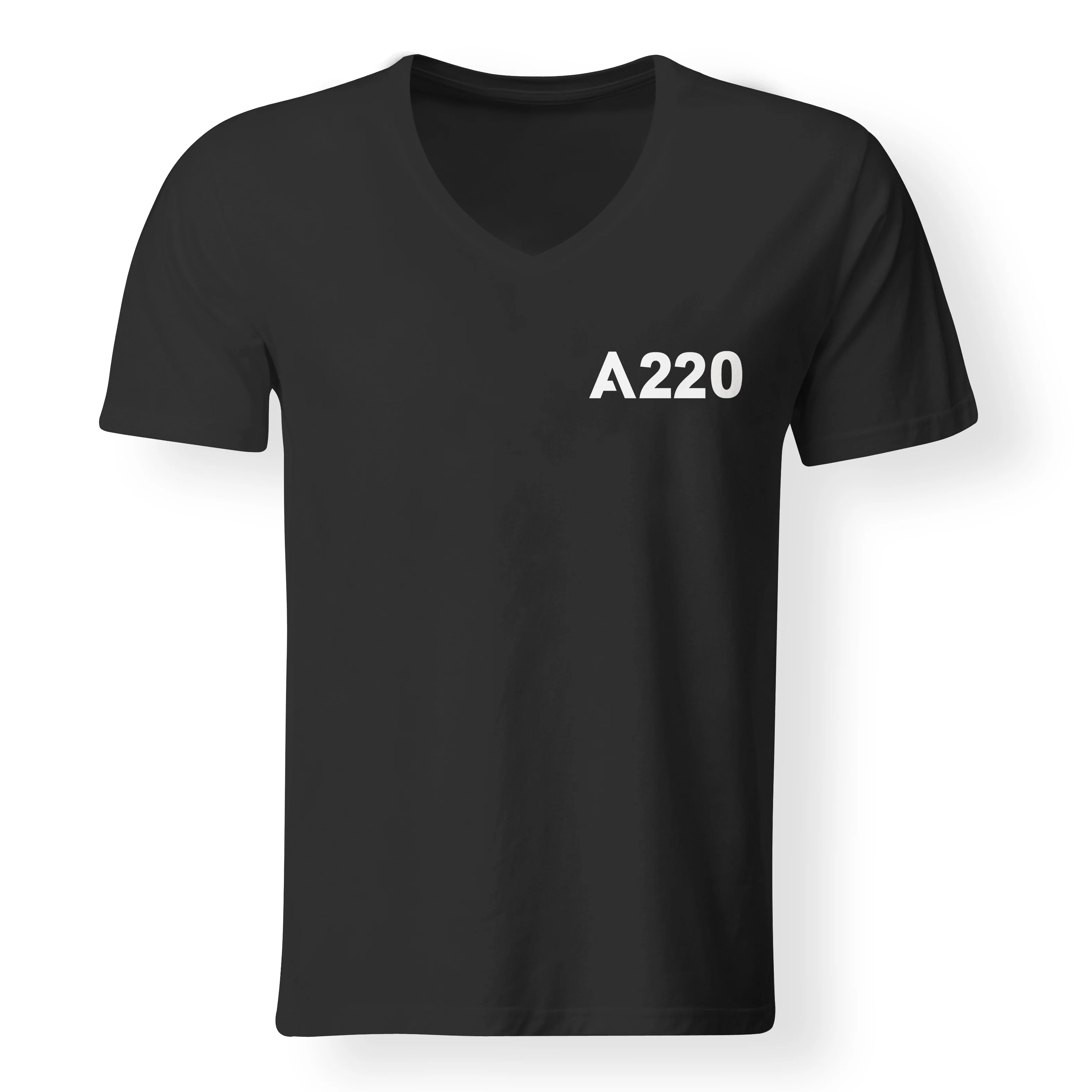 A220 Flat Text Designed V-Neck T-Shirts - Image 4