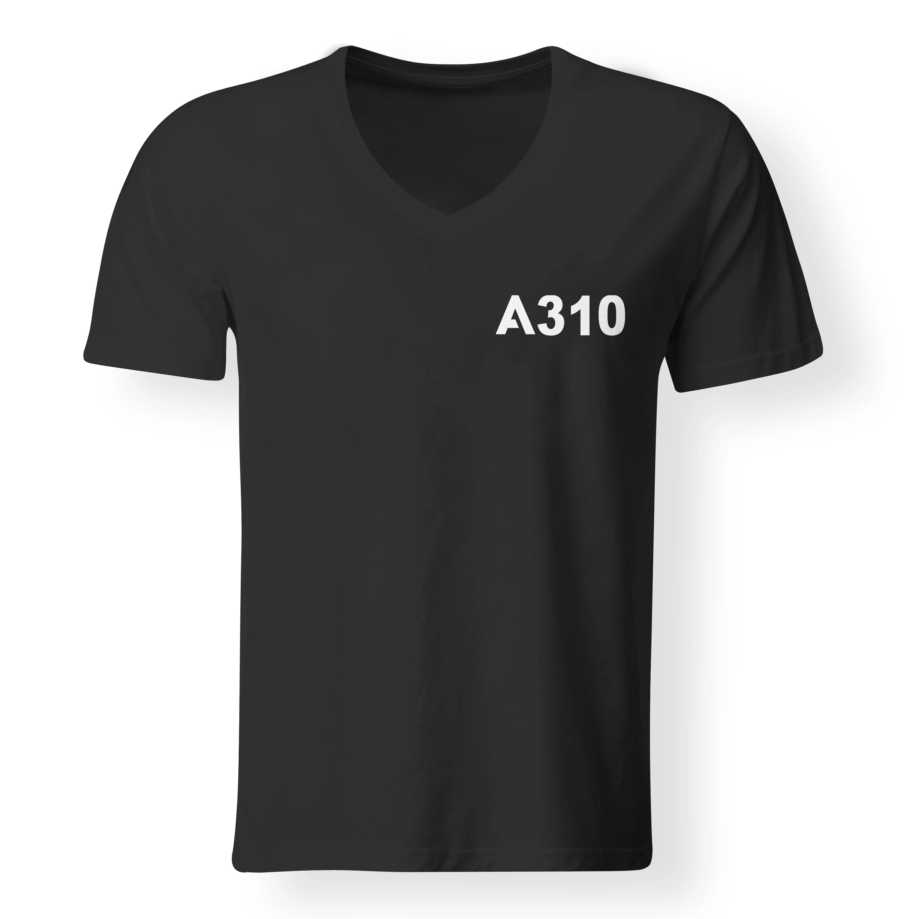 A310 Flat Text Designed V-Neck T-Shirts - Image 4
