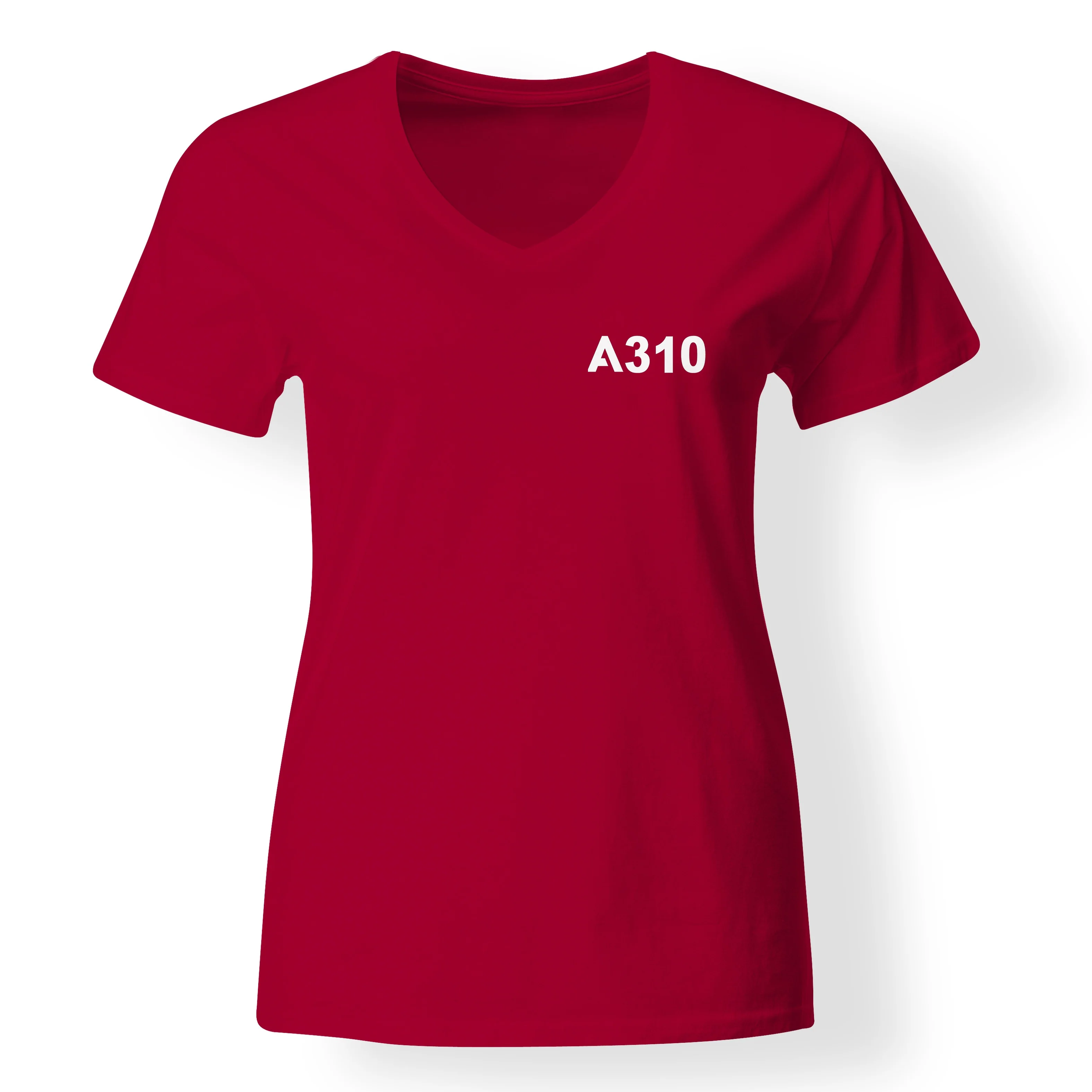 A310 Flat Text Designed V-Neck T-Shirts - Image 7