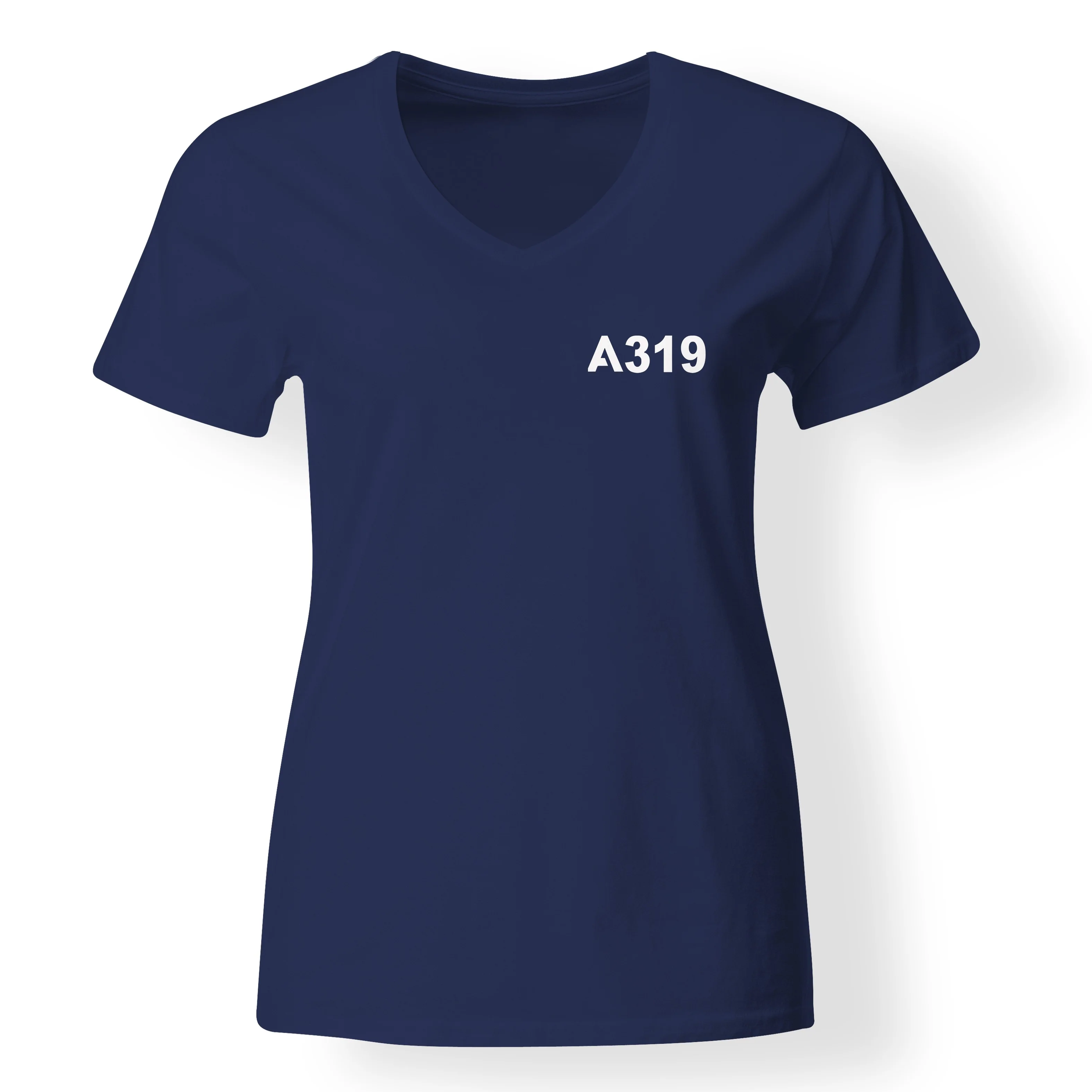 A319 Flat Text Designed V-Neck T-Shirts - Image 11