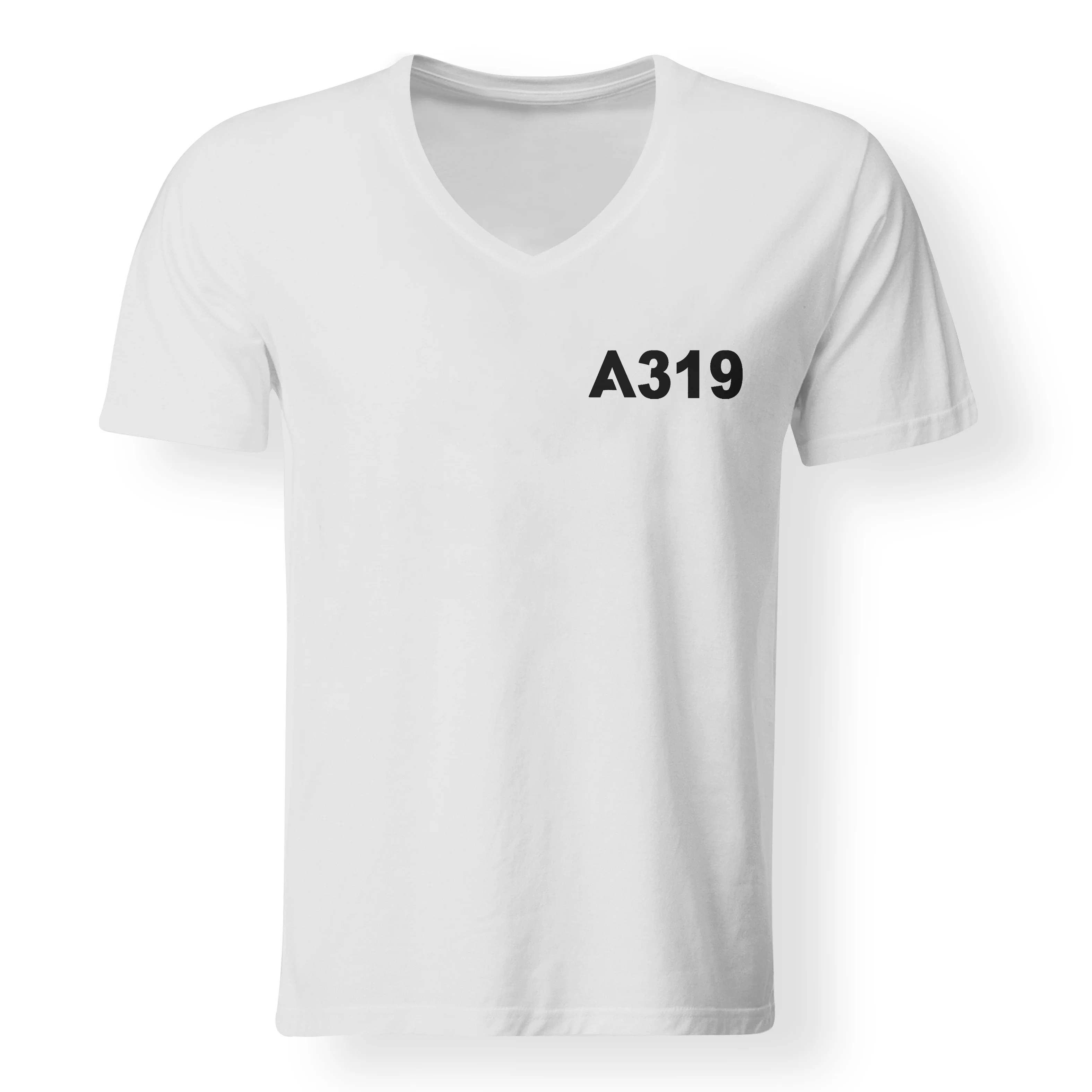 A319 Flat Text Designed V-Neck T-Shirts - Image 20