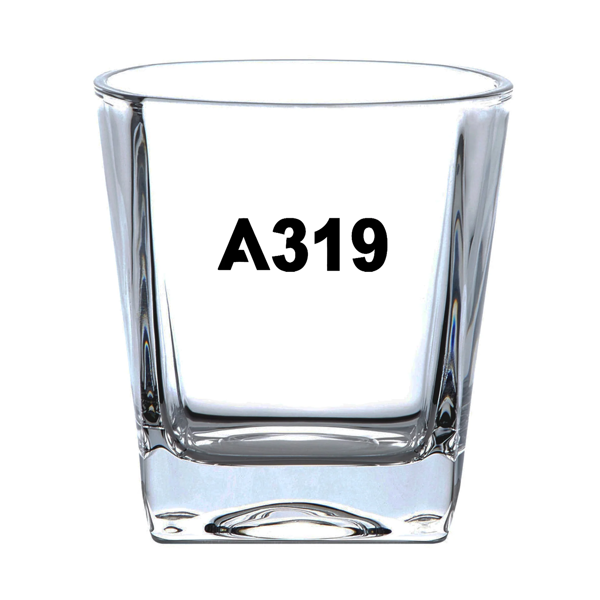 A319 Flat Text Designed Whiskey Glass - Image 2