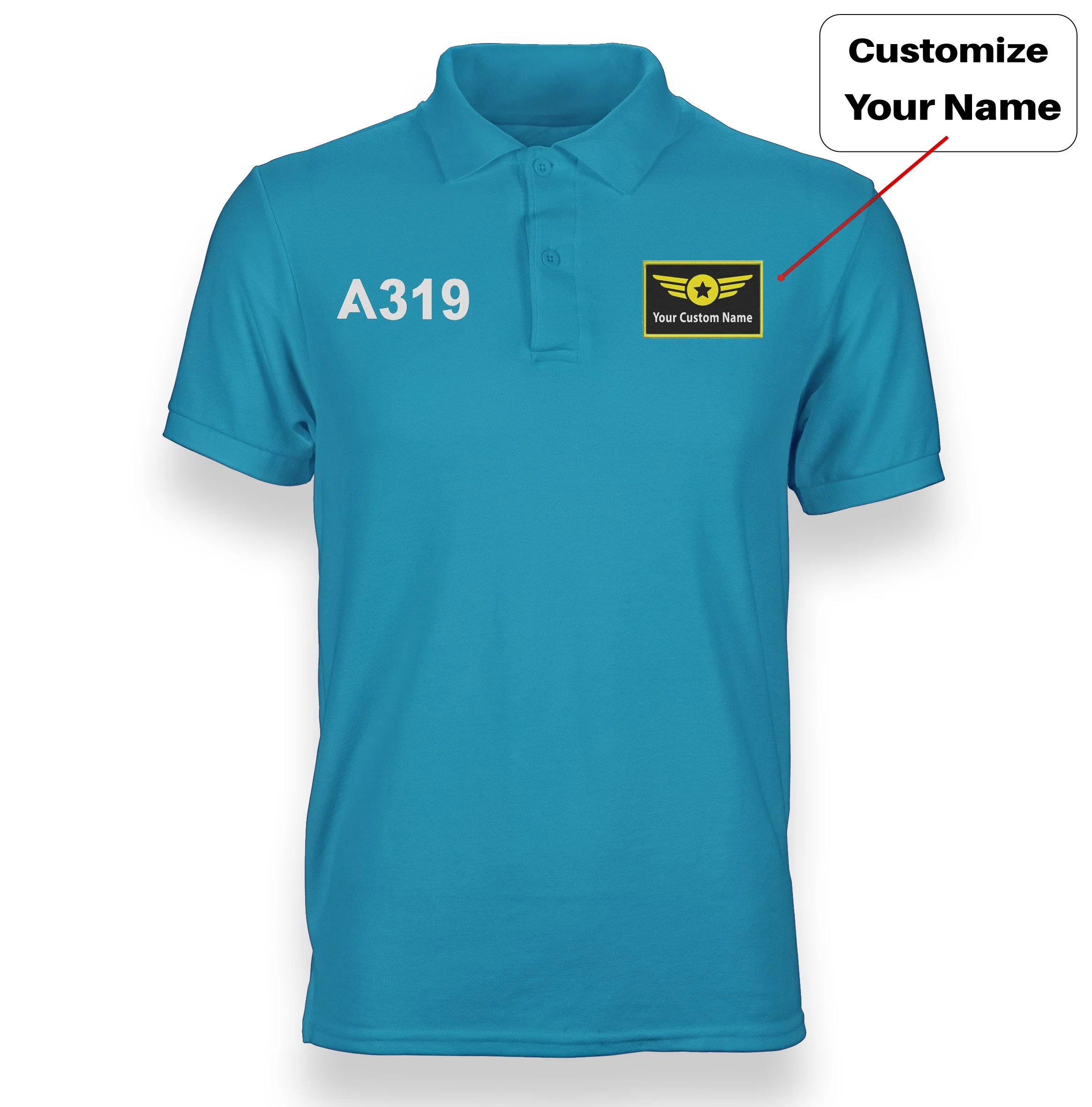 A319 Flat Text Designed "WOMEN" Polo T-Shirts - Image 3