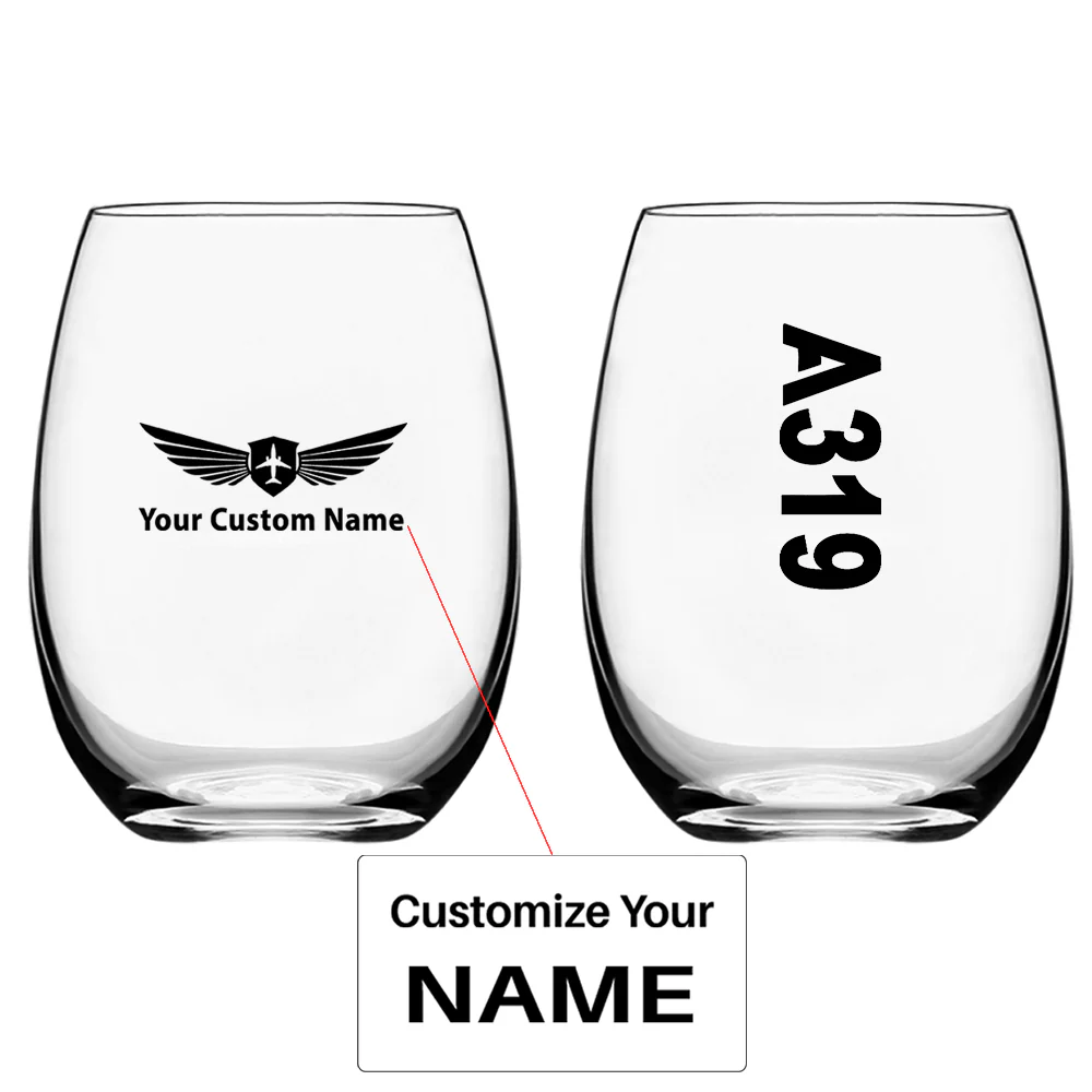 A319 Text Designed Water & Drink Glasses