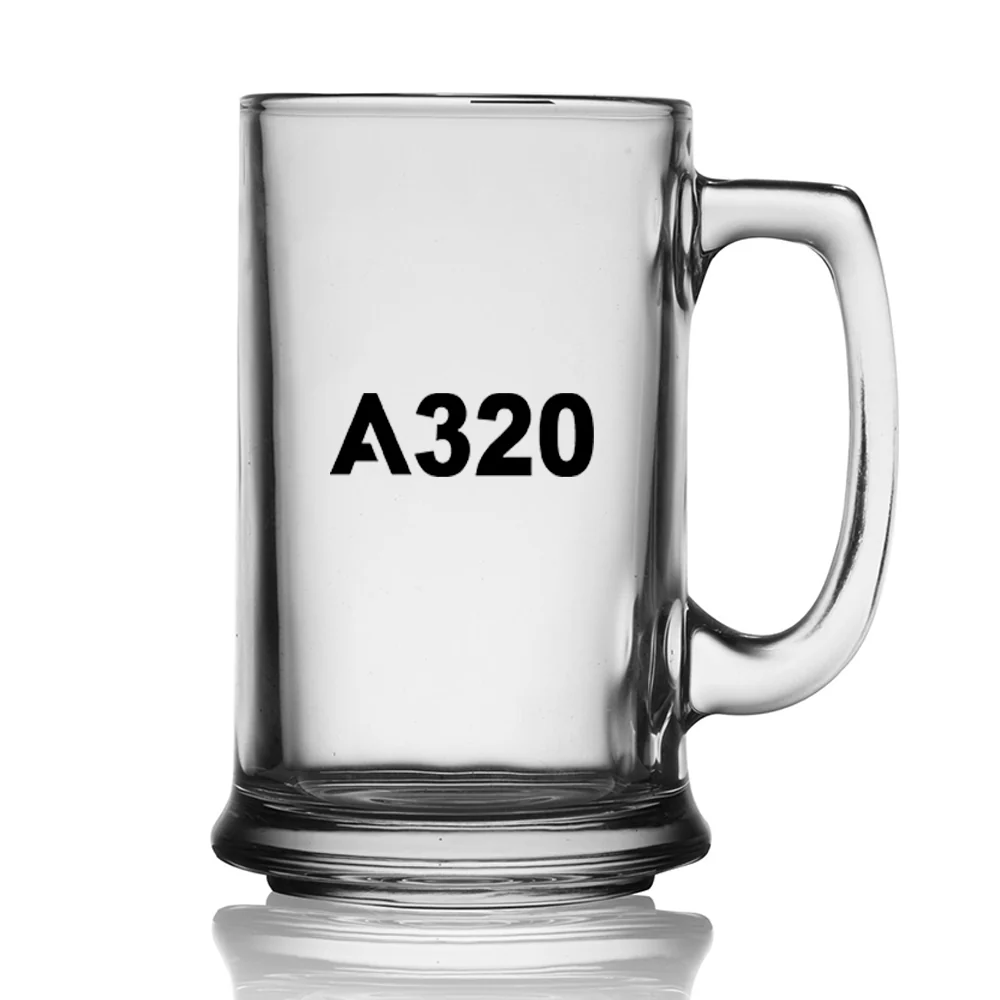 A320 Flat Text Designed Beer Glass with Holder - Image 2