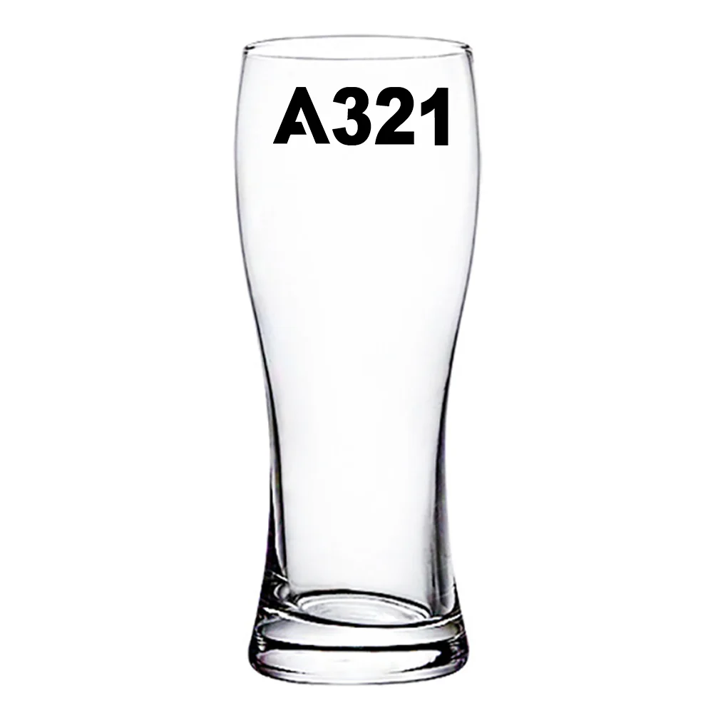 A321 Flat Text Designed Pilsner Beer Glasses - Image 2