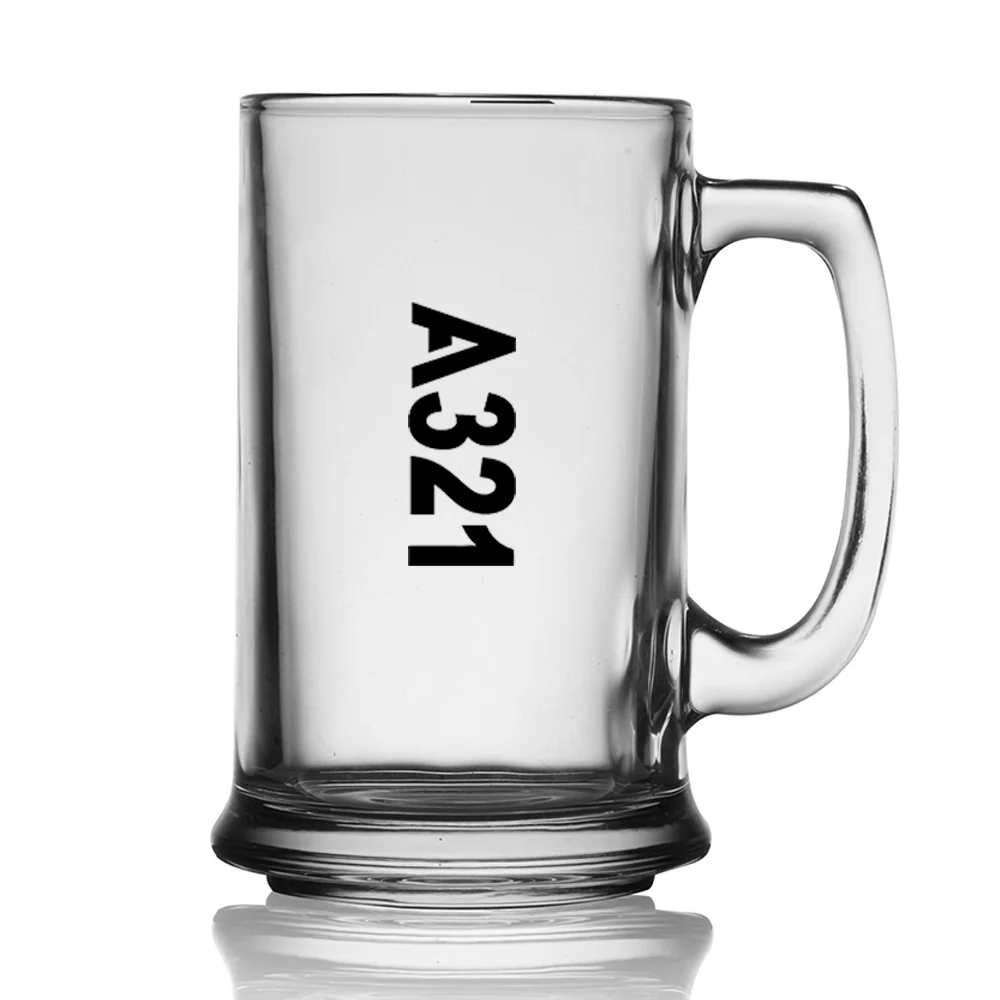 A321 Text Designed Beer Glass with Holder - Image 2