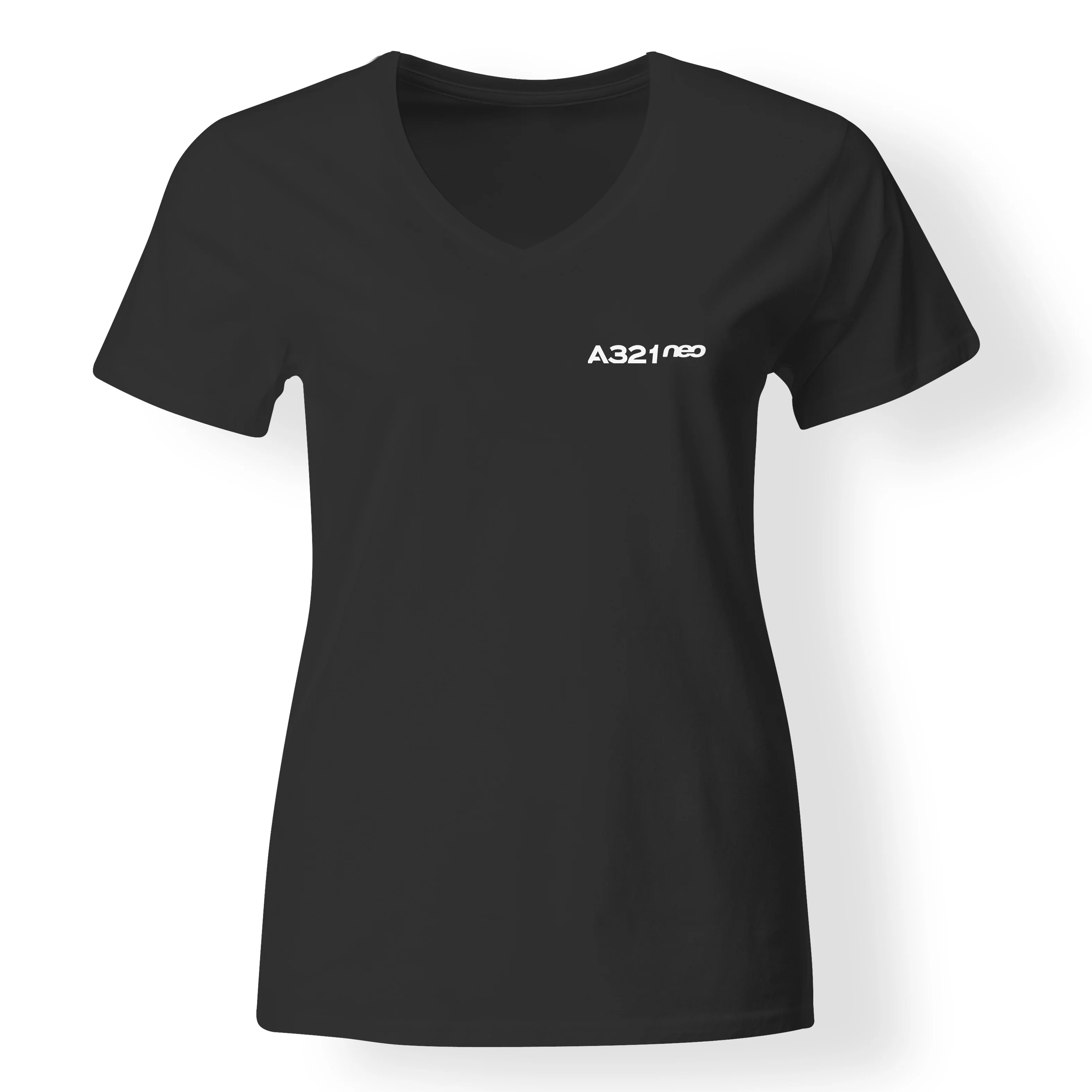 A321neo & Text Designed V-Neck T-Shirts - Image 4